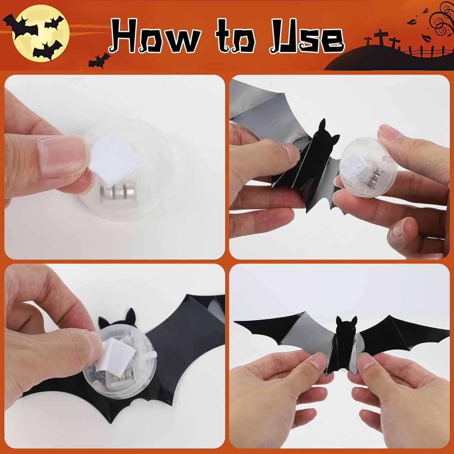 🔥 3D Bat Light Design LED Decorations (contains three sizes: large, medium and small)