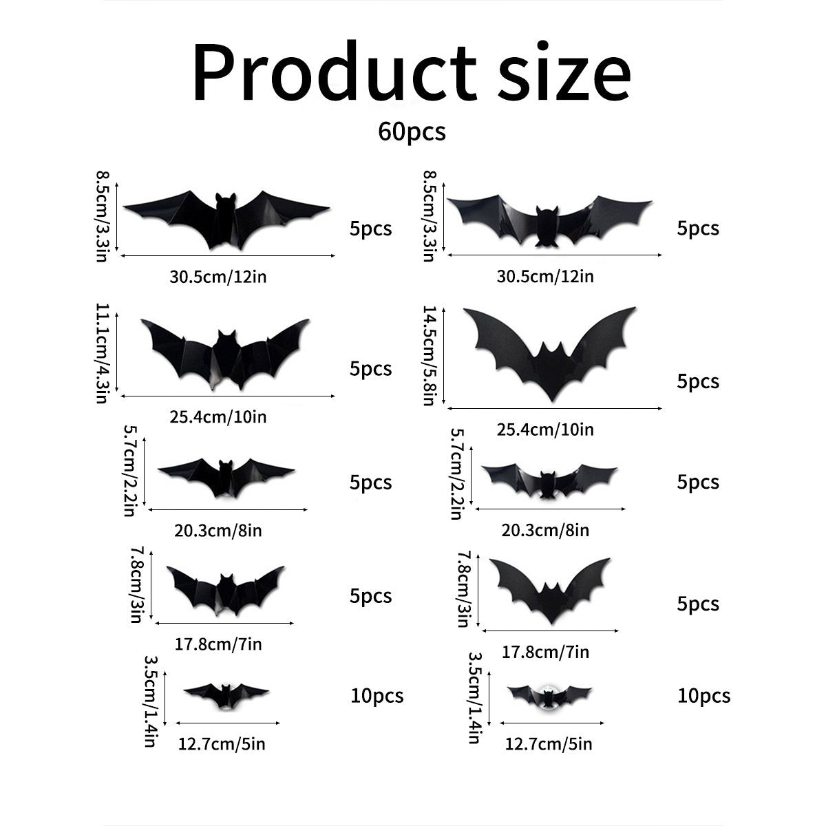🔥 3D Bat Light Design LED Decorations (contains three sizes: large, medium and small)