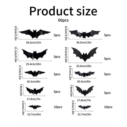 🔥 3D Bat Light Design LED Decorations (contains three sizes: large, medium and small)