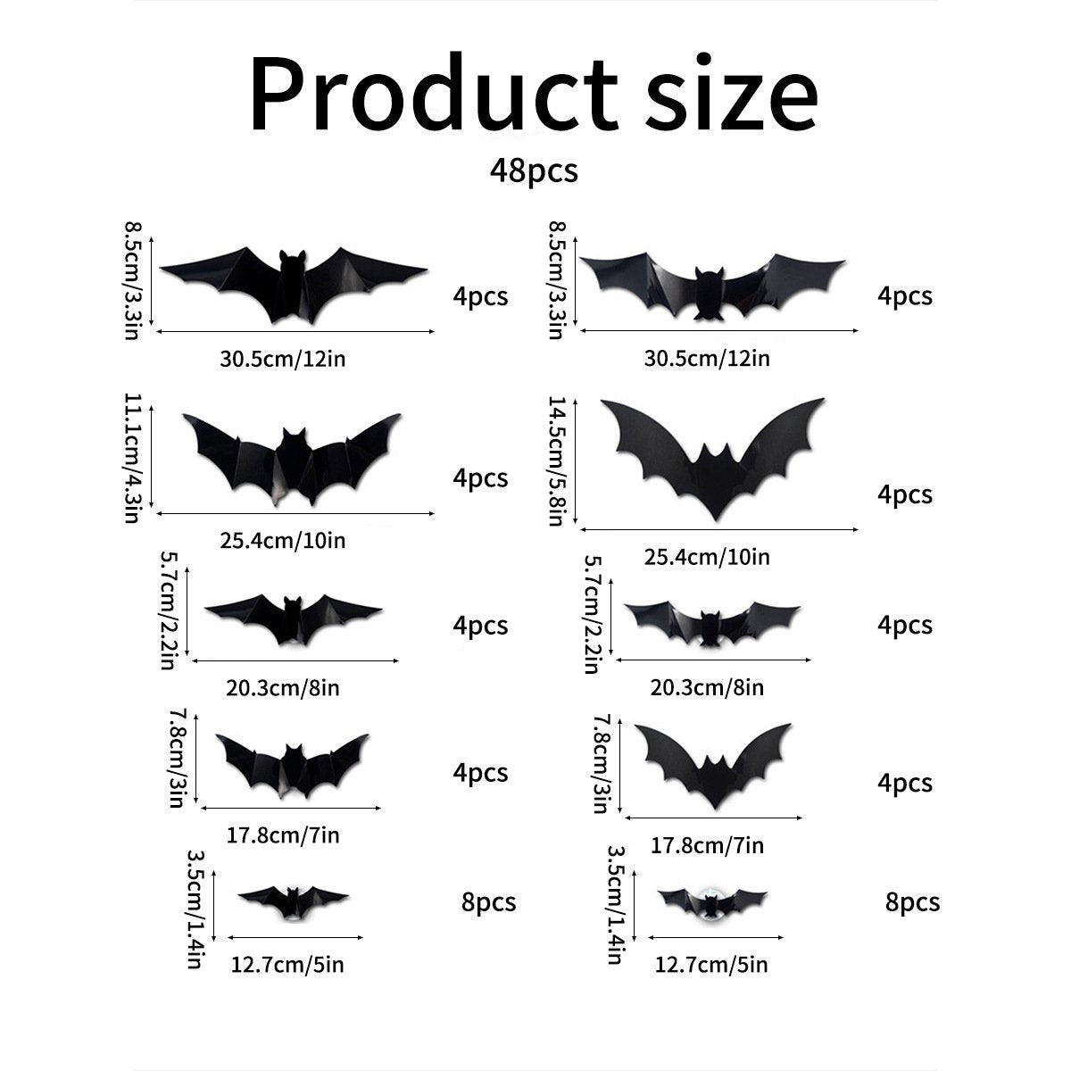 🔥 3D Bat Light Design LED Decorations (contains three sizes: large, medium and small)